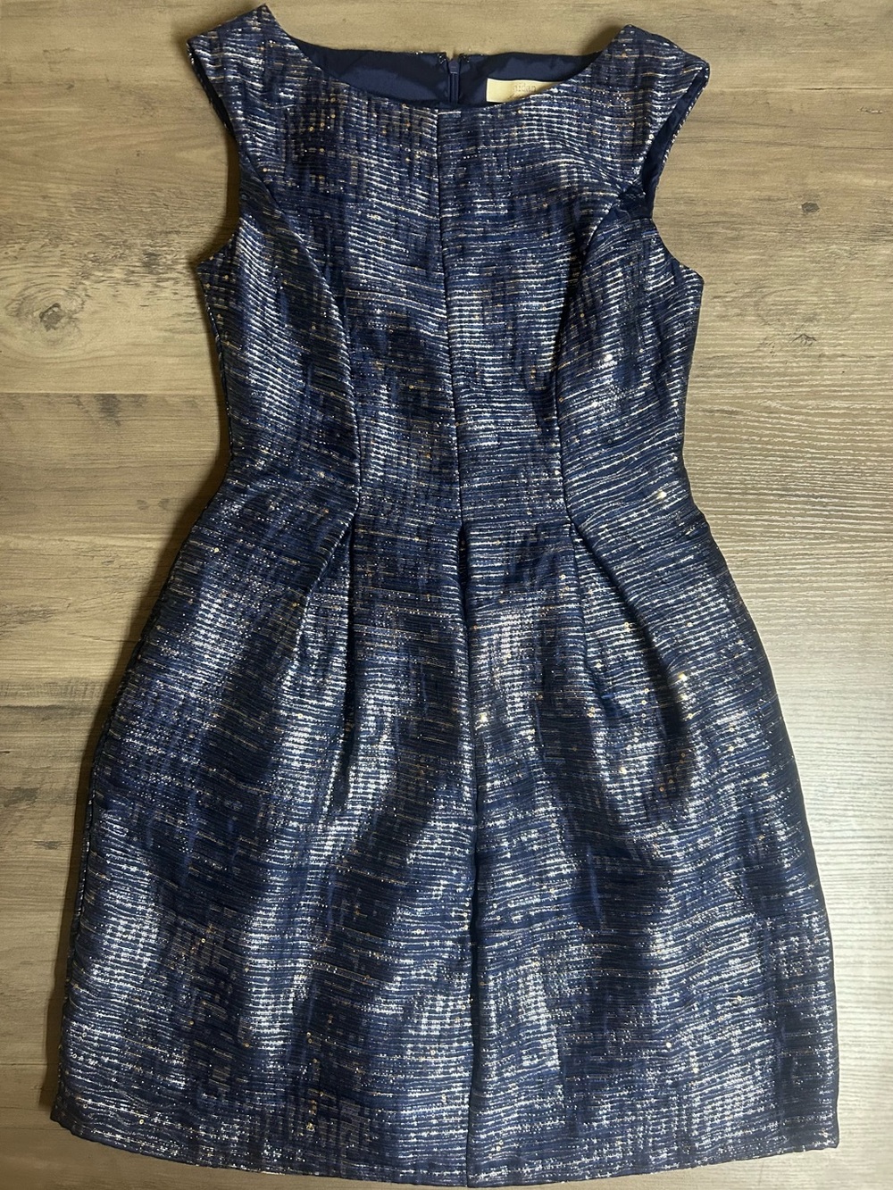 Aiden Mattox Metallic Navy Fit-and-Flare Mini Dress